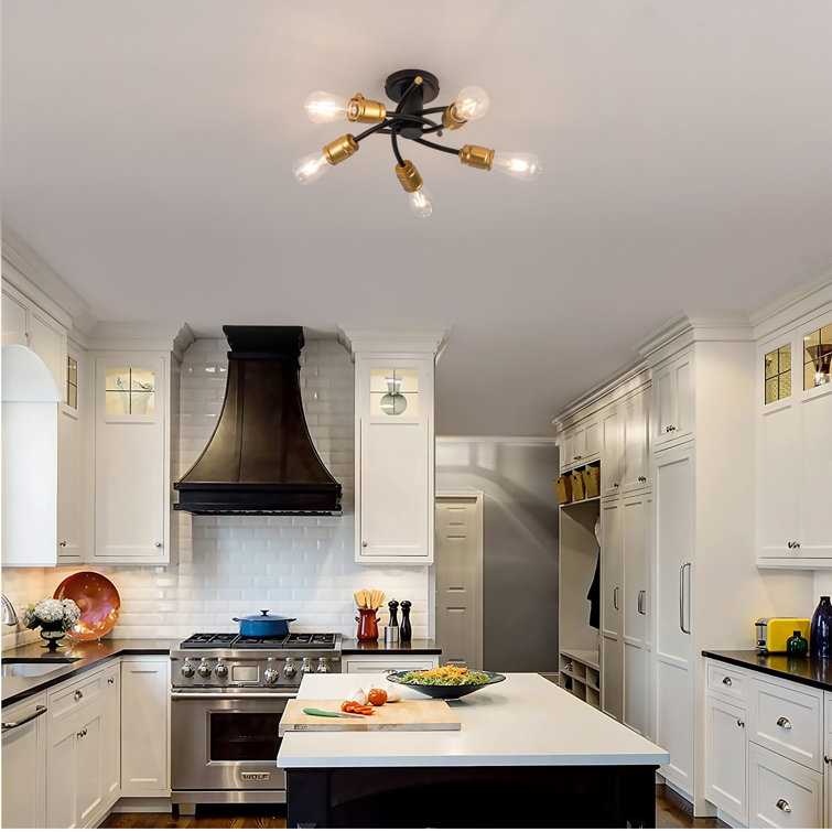 Corrigan Studio 5 Lights Semi Flush Mount Lighting Gold black